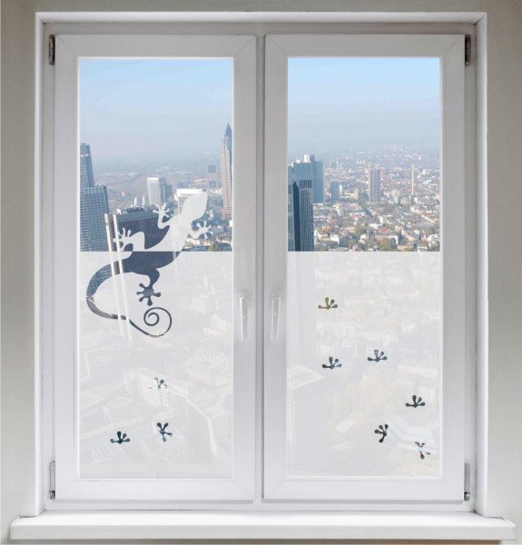 Glasdekorfolie Sonnenschutz Fensterbild Sichtschutz Gecko satiniert blickdicht - 1200mmx500mm