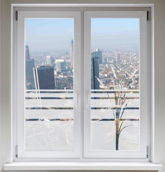 Sichtschutzfolie Fensterbild Fensterfolie Glasdekor Rohrkolben Bambus satiniert blickdicht ORACAL®