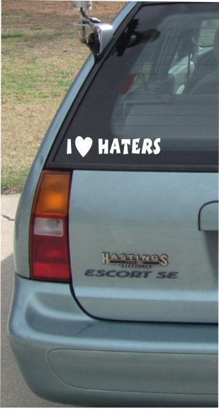 I love Haters - 140x110 mm - Aufkleber - Autoaufkleber