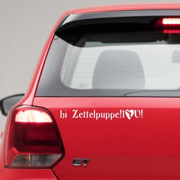 Zettelpuppe! I love you - 210x30 mm - Aufkleber - Autoaufkleber