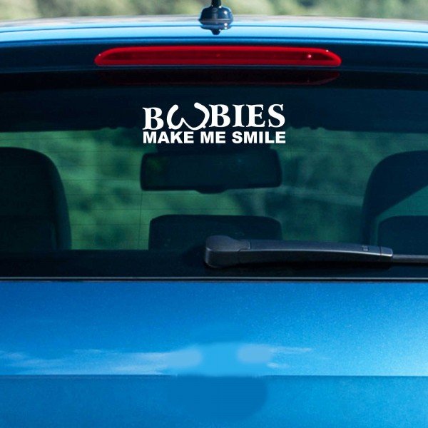 Boobies make me smile - 210x70 mm - Aufkleber - Autoaufkleber