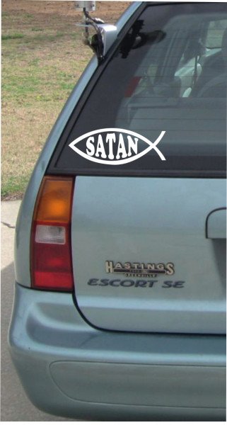 Satan Fisch - 160x60 mm - Aufkleber - Autoaufkleber