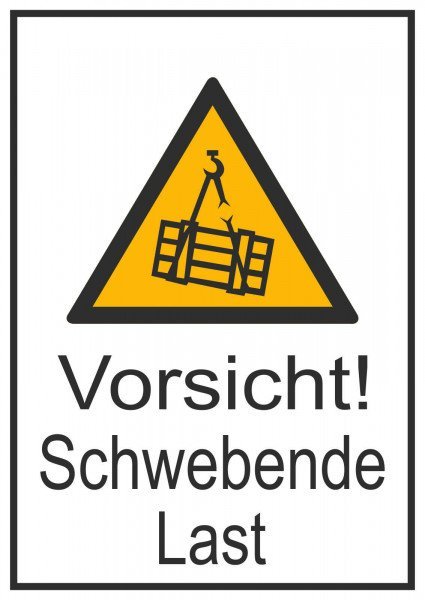 Vorsicht! Schwebende Last Warnschild, 13,10x18,50cm