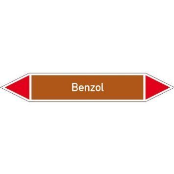 Benzol Rohrleitungskennzeichnung/Pfeilschild Gr8 Brenn.Flüssigkeiten - 12,6x2,6cm DE1023