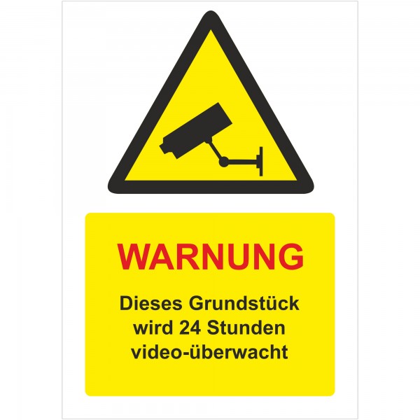 Aufkleber - Schild Warnung 24 Stunden Videoüberwachung
