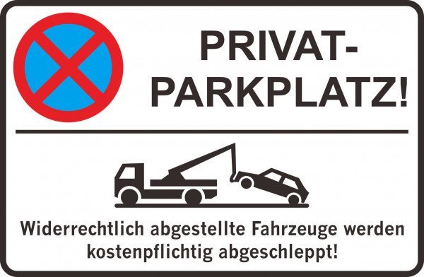 Parkplatzschild - PRIVAT-PARKPLATZ! - 300x200 mm