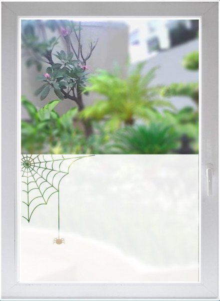Glasdekor Sichtschutzfolie Fensterfolie Dekorfolie Sonnenschutz Fensterbild Spinne satiniert