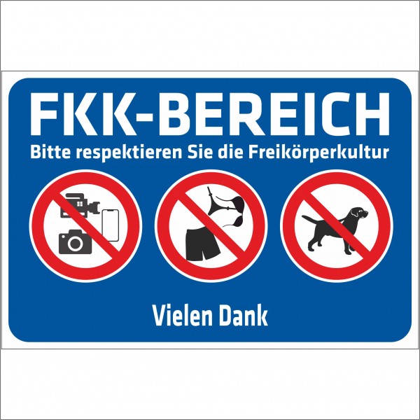 Schild - Verbotsschild - FKK-Bereich - Bitte respektieren Sie die Freikörperkultur