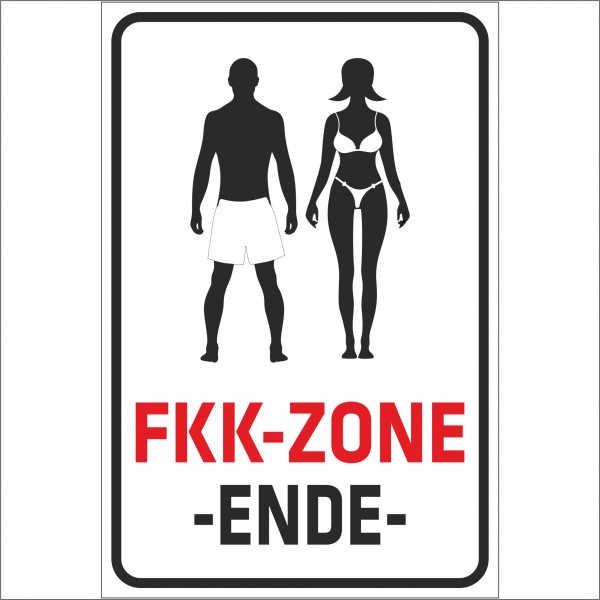 Schild - Verbotsschild - FKK-Zone - Ende - Mann und Frau
