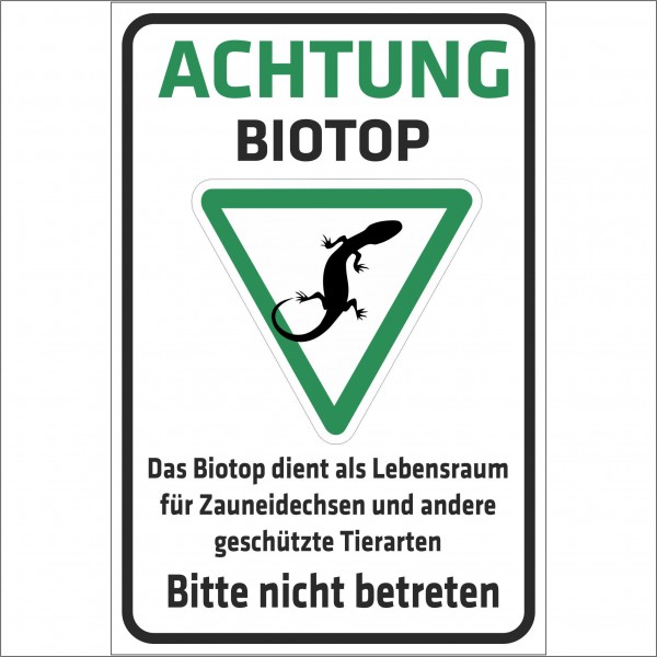 Schild Kreuzkrötenbiotop - Achtung Biotop - Das Biotop dienst als Lebensraum für Zauneidechsen und a