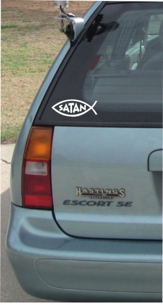 Satan Fisch - 160x60 mm - Aufkleber - Autoaufkleber