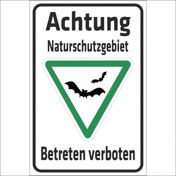 Schild Kreuzkrötenbiotop - Achtung Naturschutzgebiet - Betreten verboten - Fledermaus