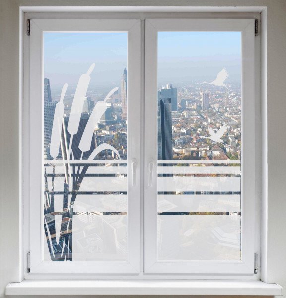 Glasdekorfolie Höhe 50cm - Kranich - für Duschkabine Bad Fensterfolie Dusche Sichtschutzfolie