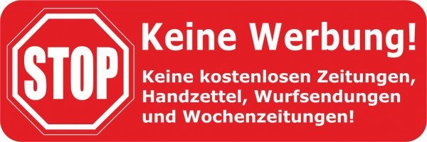 Sticker / Briefkastenaufkleber - 8x STOP KEINE WERBUNG! - Keine Zeitungen Handzettel Wurfsendungen