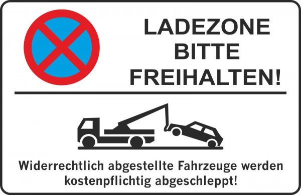 Parkplatzschild - LADEZONE BITTE FREIHALTEN! - 300x200 cm