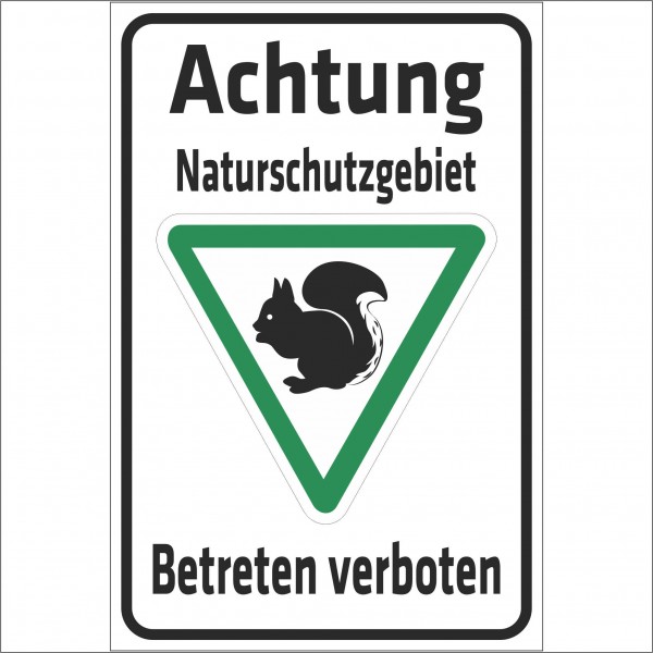 Schild Kreuzkrötenbiotop - Achtung Naturschutzgebiet - Betreten verboten - Eichhörnchen