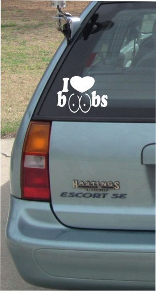 I love boobs - 210x150mm - Aufkleber - Autoaufkleber